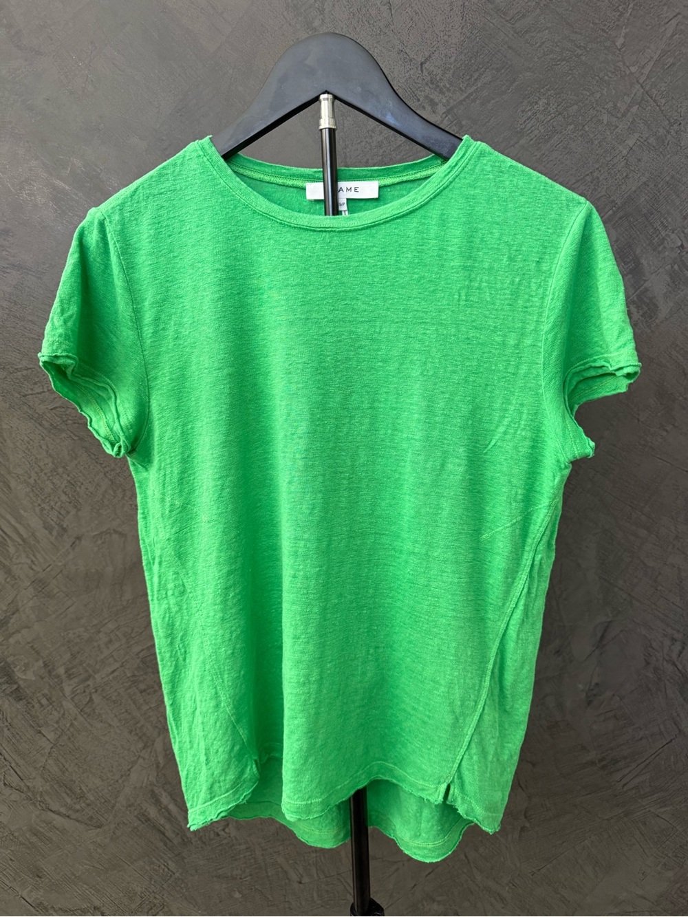EUC FRAME Green 100% linen Short Sleeve Tee
